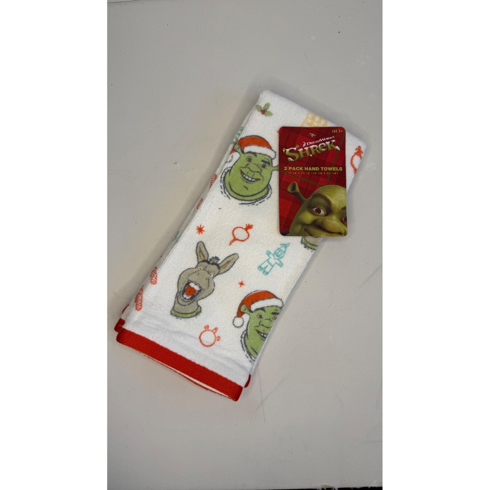 Dreamworks Shrek Merry Shreksmas 2 Pack Hand‎ Towels Christmas Holiday